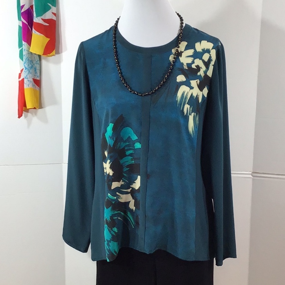 Doncaster teal green silk tunic top 10